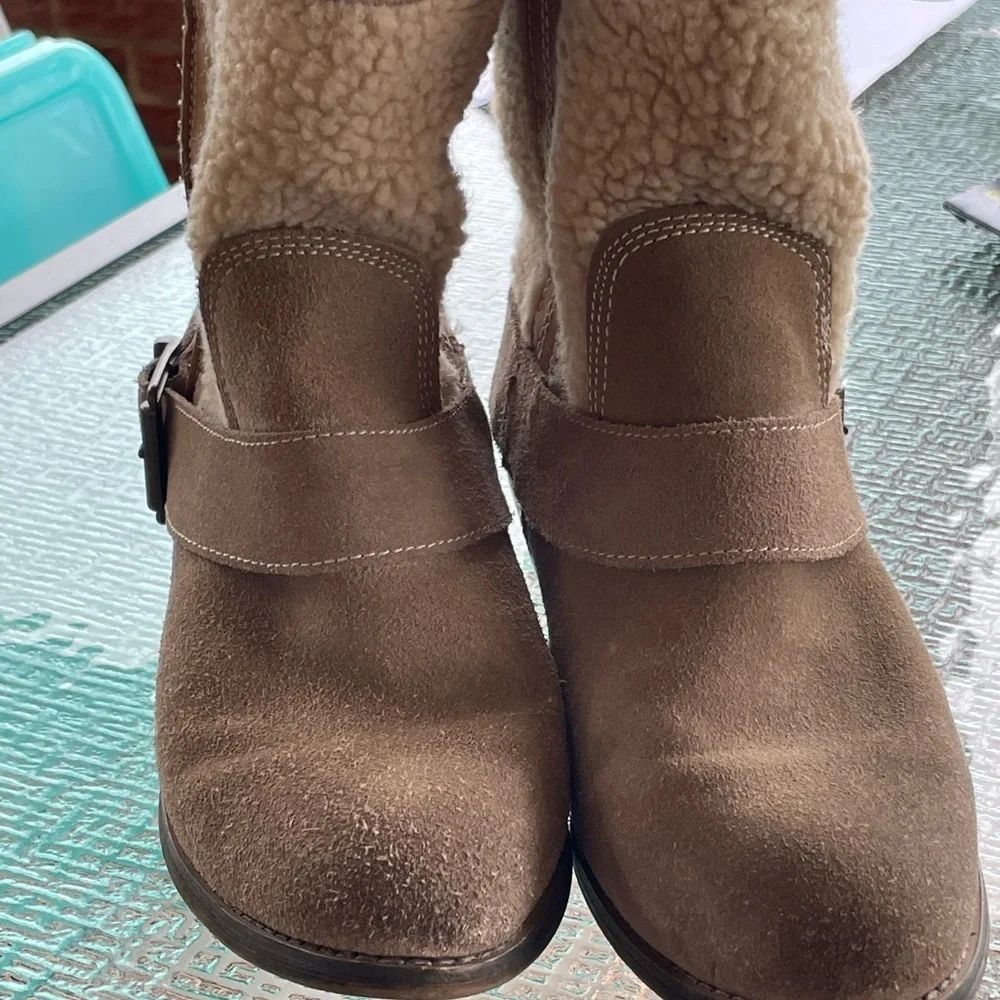 Kelsi Dagger “Tempest” Faux Fur Lined Leather Ankle Boots — Size 6.5M